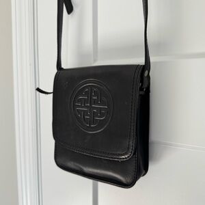 Lee River leather Celtic knot black small crossbody purse